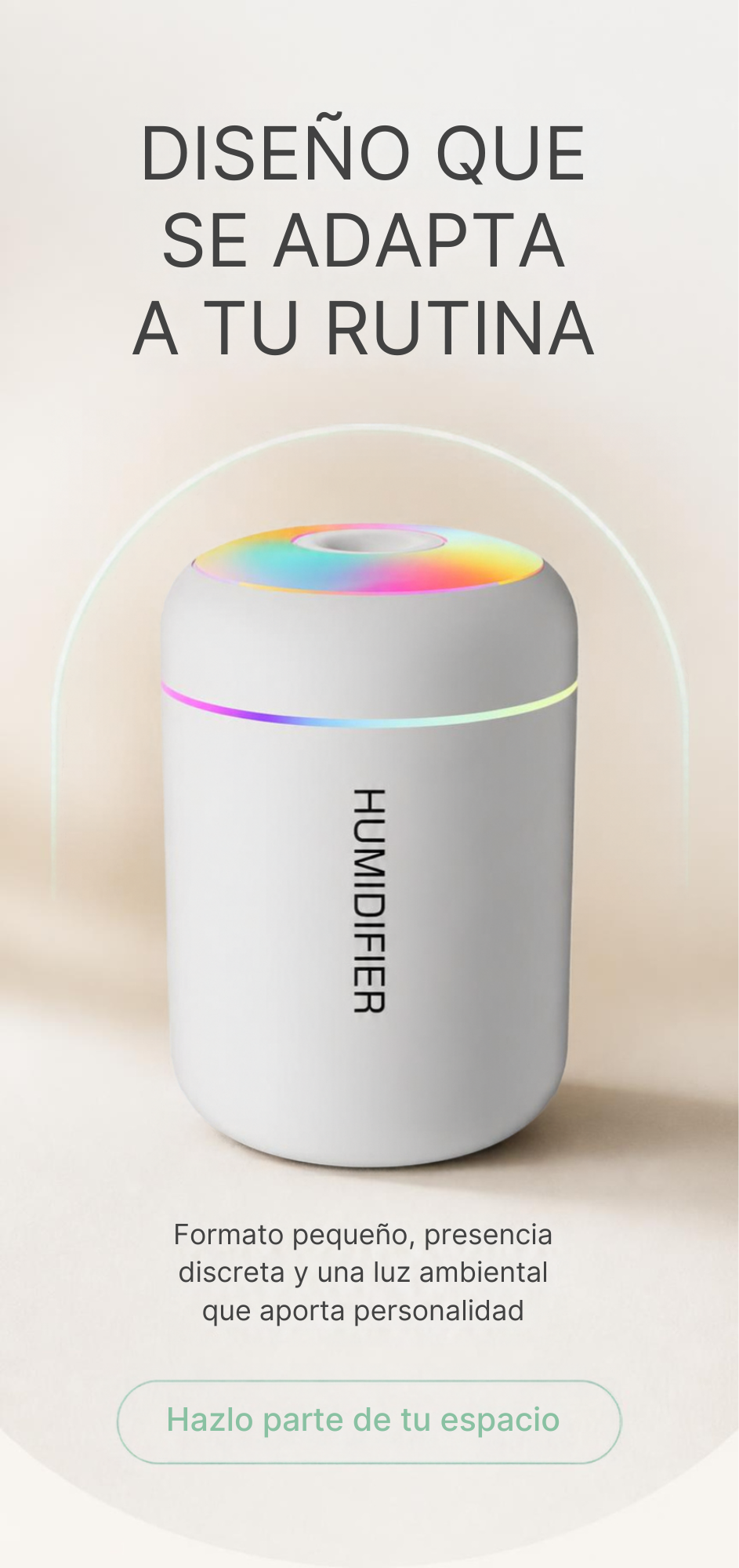 Mini Humidificador LED Portátil – Luz RGB | Casa, Oficina y Coche